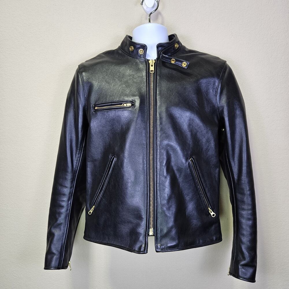 Vanson Leathers x Union Garage V7 Motorcycle Jacket Mens 38 Cafe Racer Black D3O